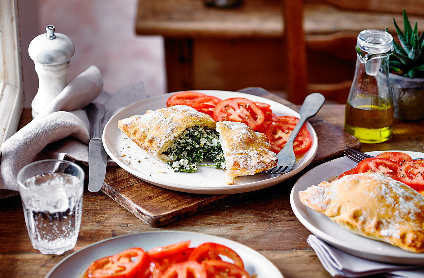 Spinach and ricotta calzone