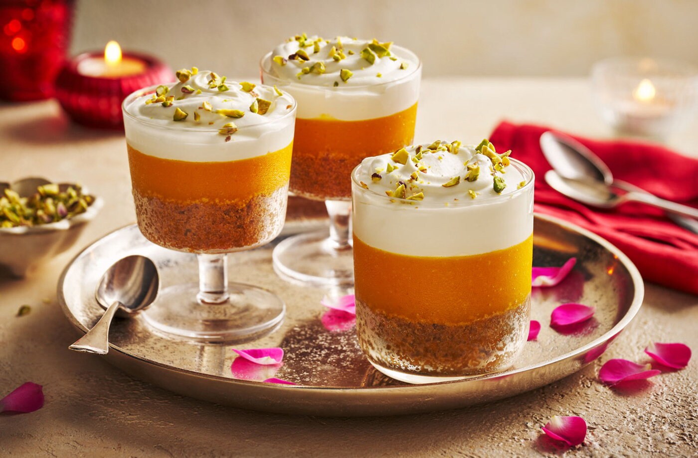 Mango and rose malai pots