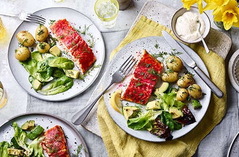 Image of "Beetroot-marinated salmon with horseradish cream"