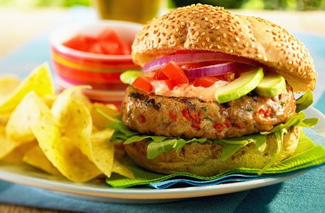 Image of "Chicken burger with peppers"