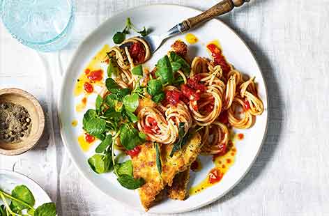 Image of "Pork Milanese and spaghetti"