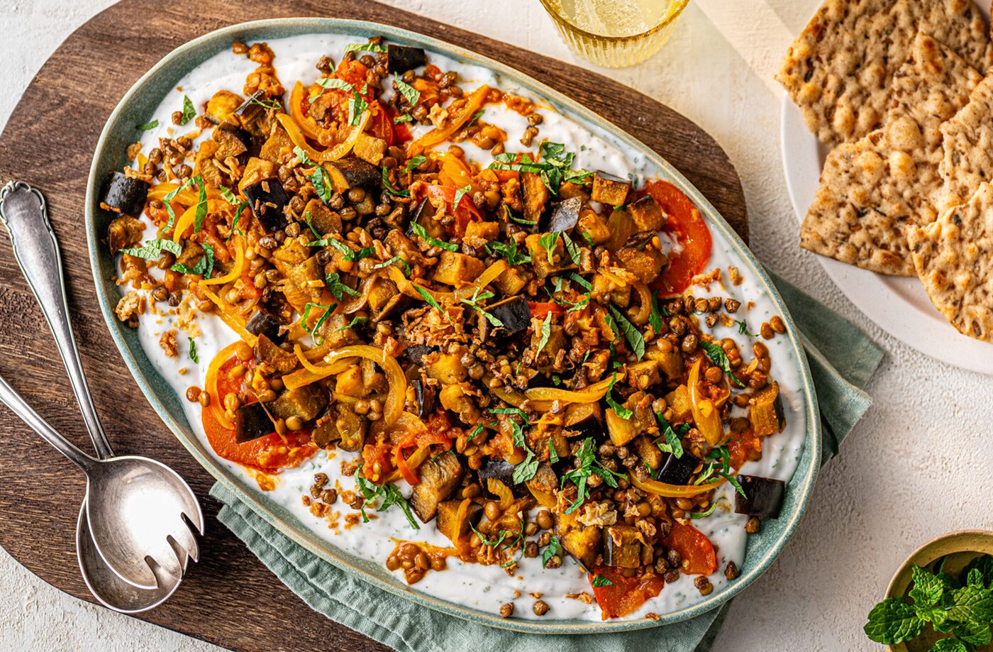Lucy Parker’s aubergine borani