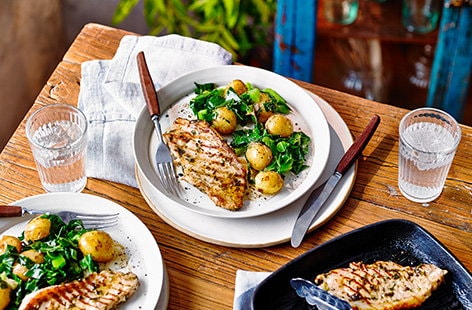Image of "Herby marinated pork loin with potato salad"