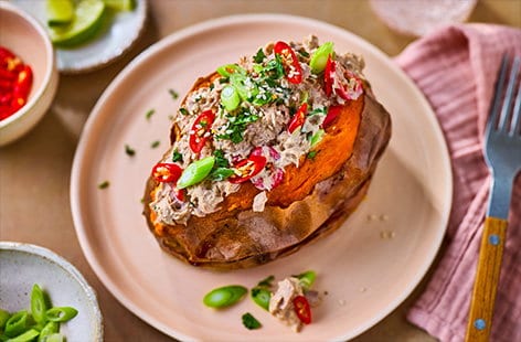 Image of "Sesame soy tuna mayo sweet potatoes"
