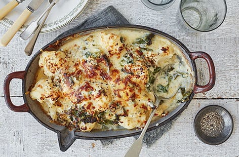 Image of "Kale and cauliflower cheese"
