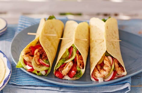 Image of "Smoky prawn and pepper wraps"