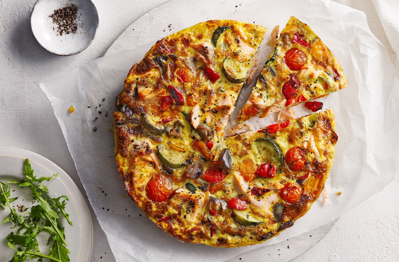 Vegetable and salmon frittata