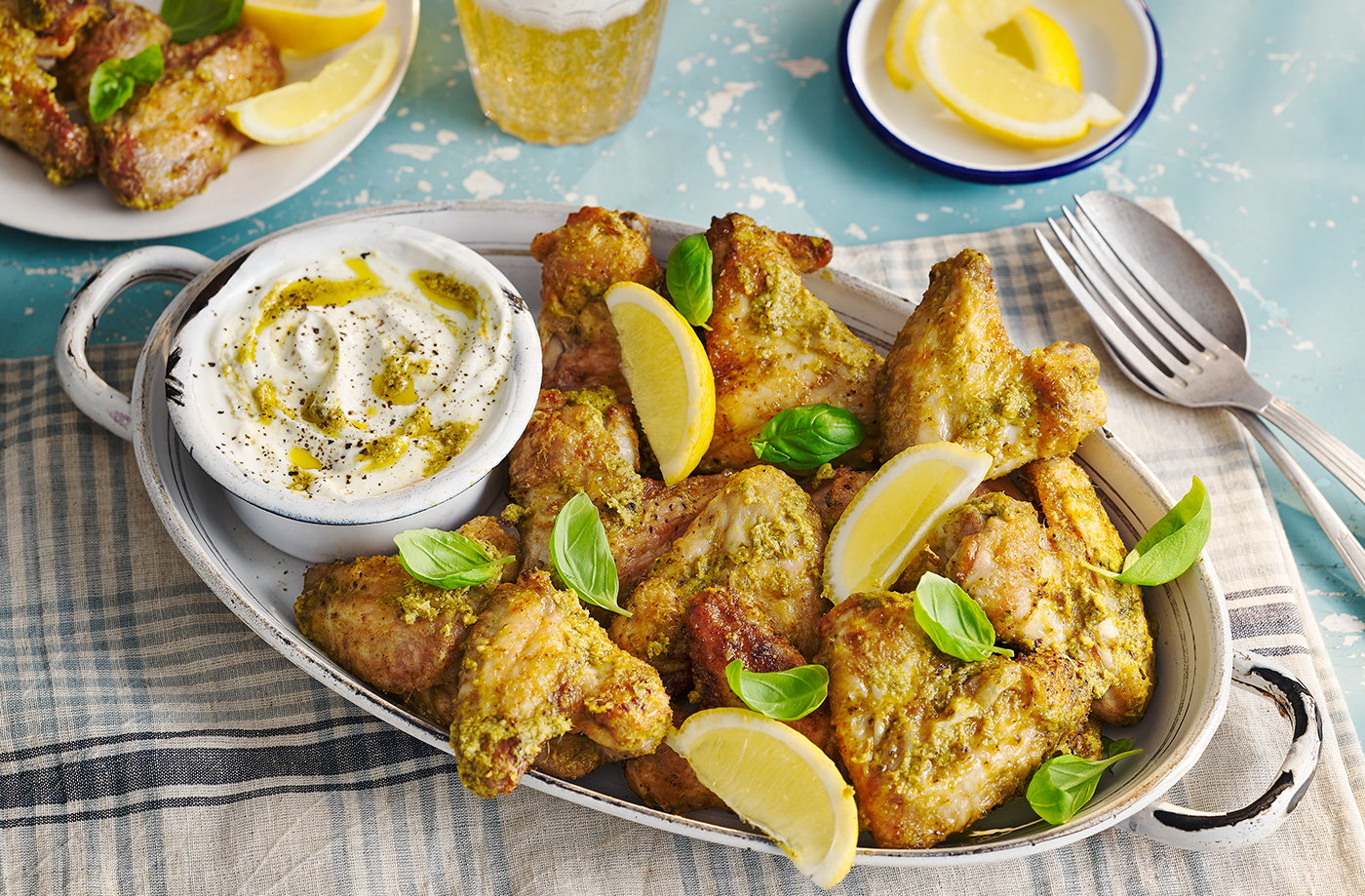 Garlic and pesto wings