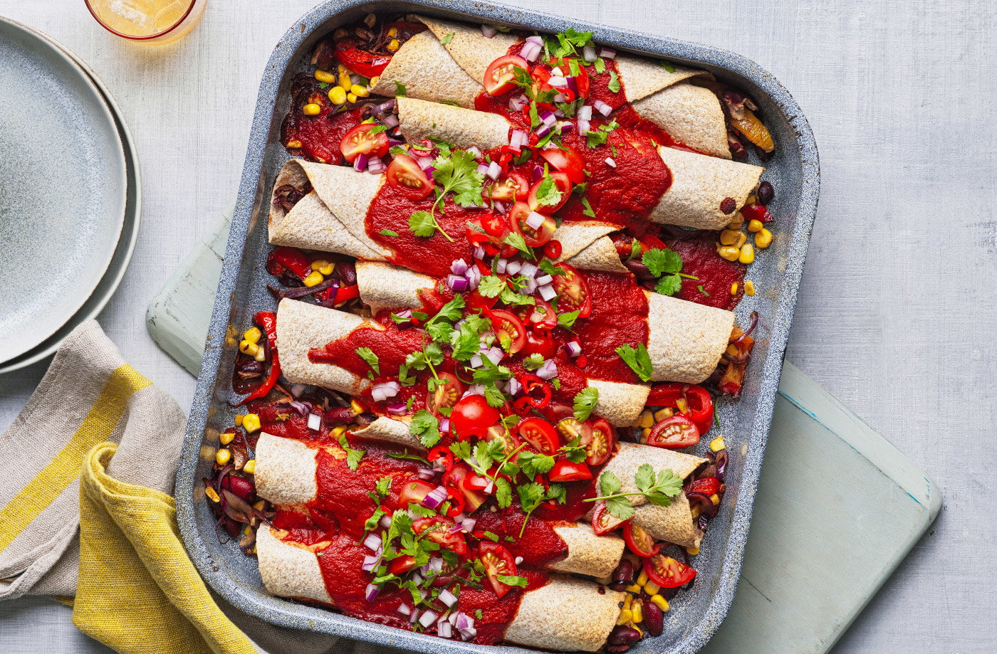 Bean and corn enchiladas