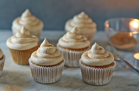 Image of "Eggnog cupcakes with spiced brandy buttercream frosting"