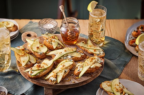 Image of "Roquefort, pear and walnut crostini"