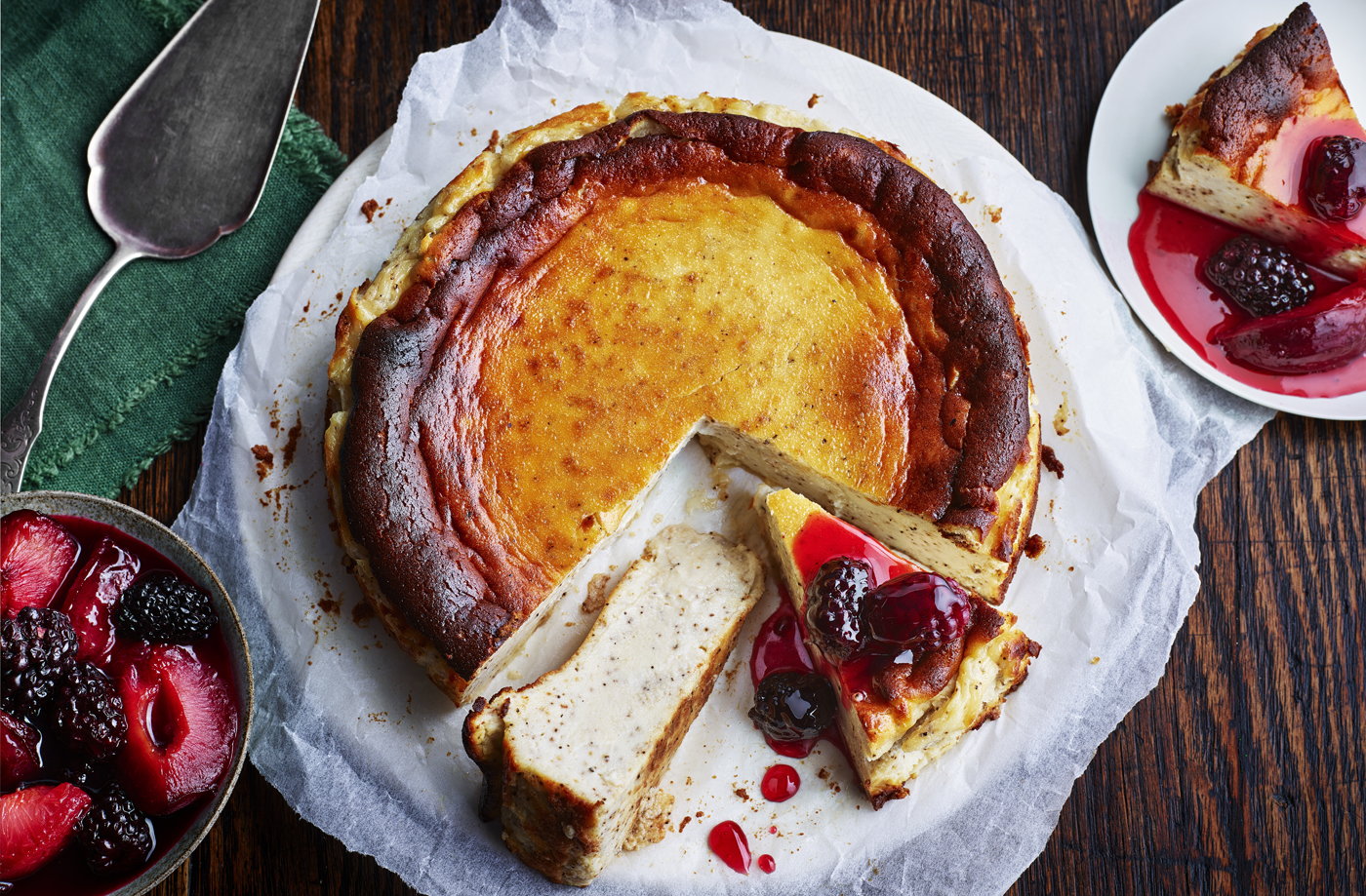 Spiced Basque cheesecake with autumn compote