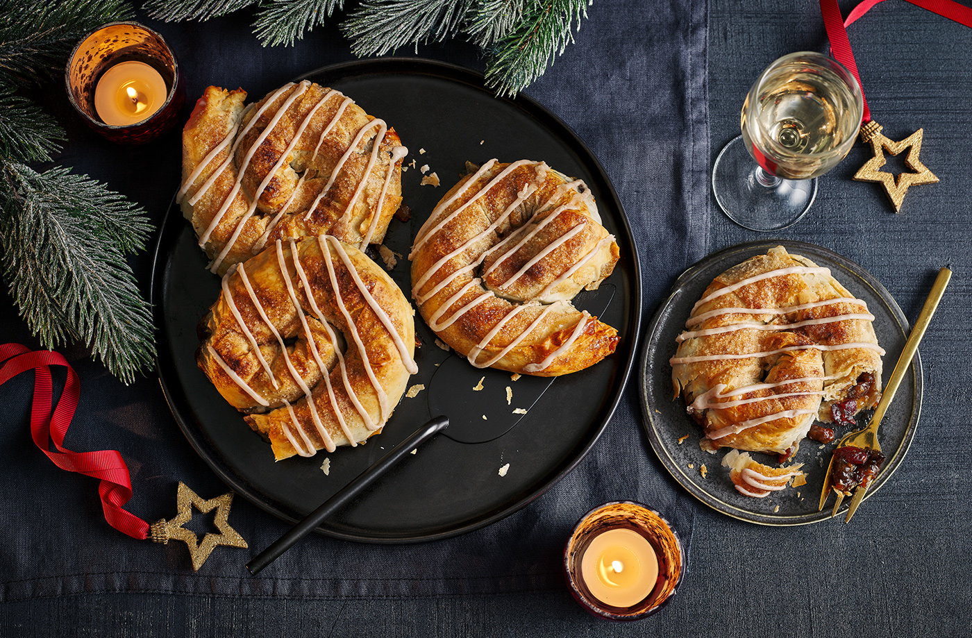 Mincemeat boureka filo swirls with cinnamon icing