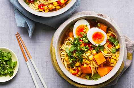 Image of "Sweetcorn, squash and spring onion ramen"