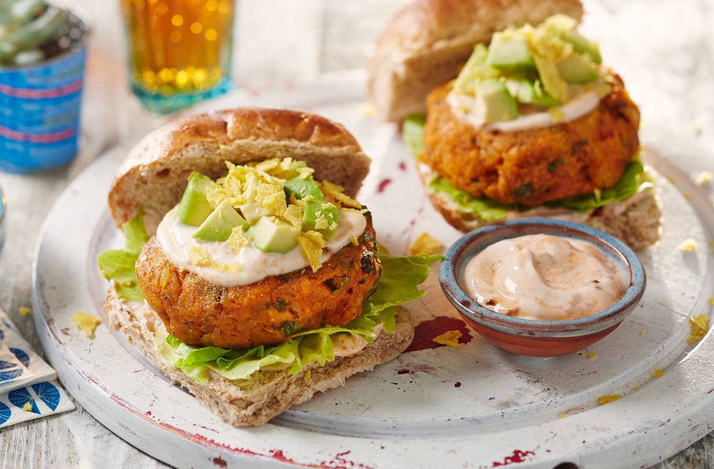 Mexican sweet potato burgers