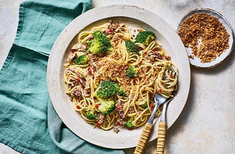 Image of "Sardine and broccoli spaghetti"