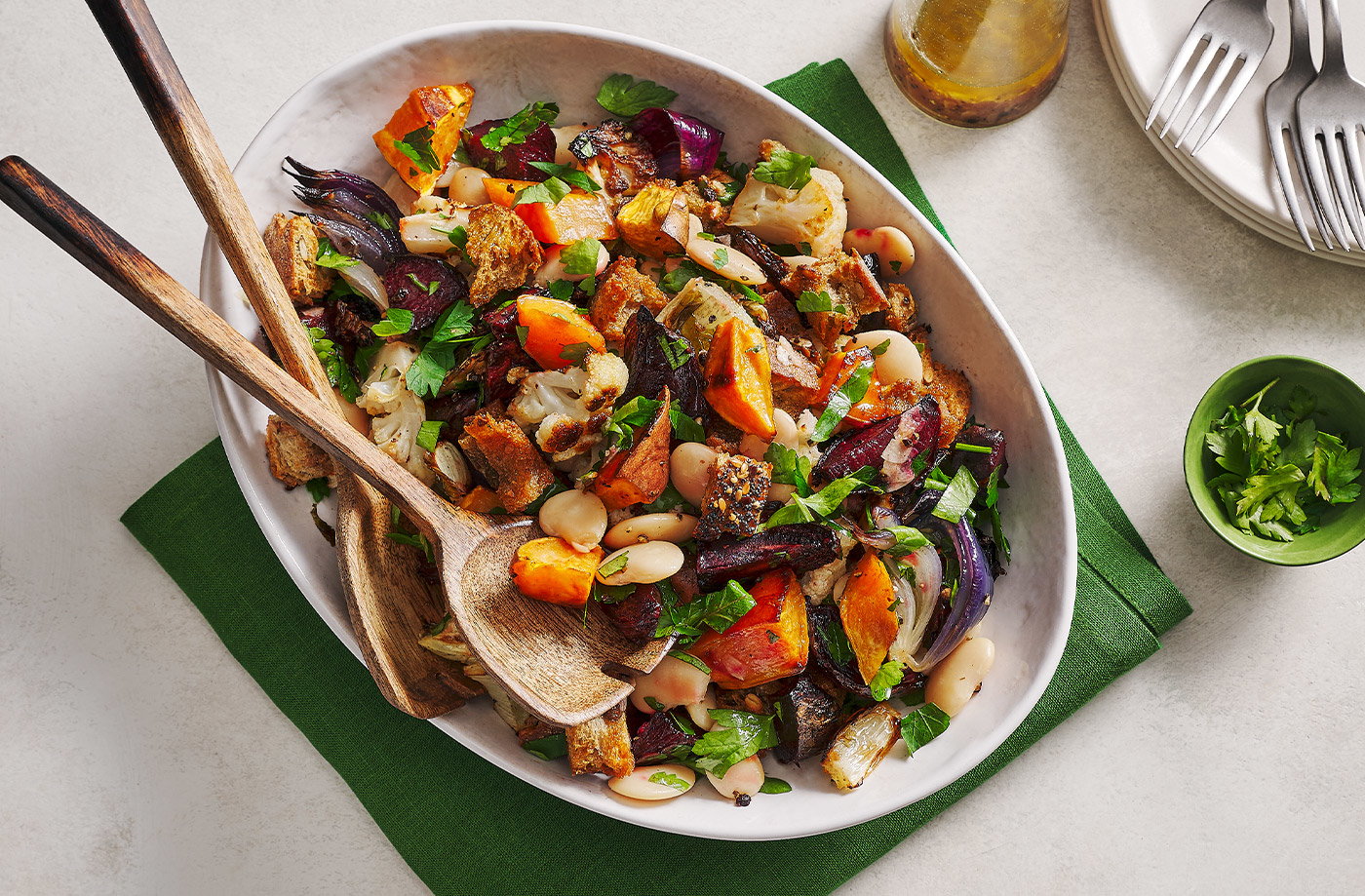 Roasted winter veg panzanella