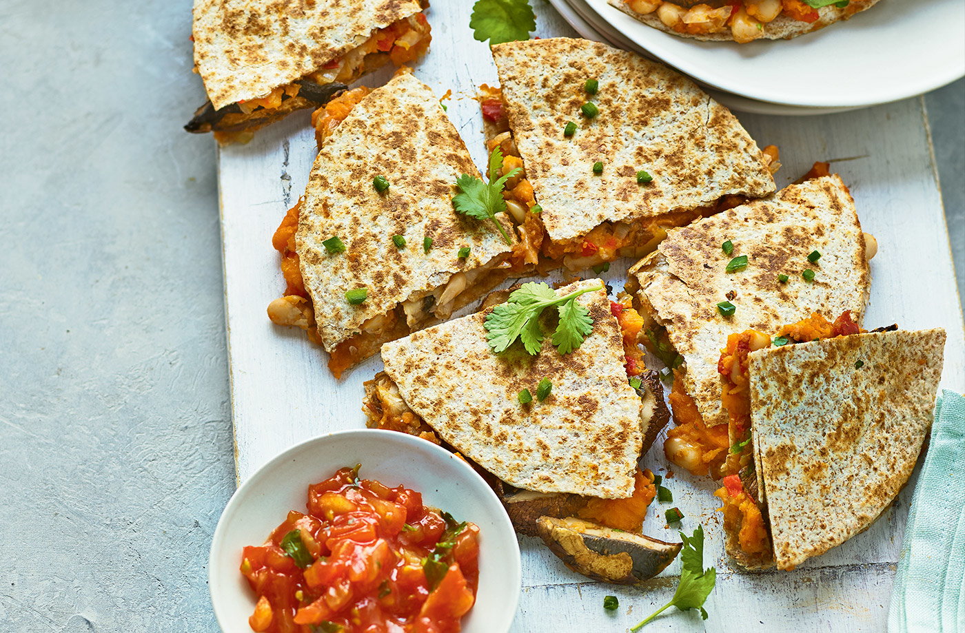 Smoky BBQ mushroom quesadillas