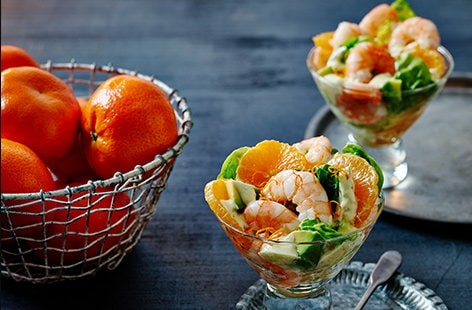 Image of "Clementine and avocado prawn cocktail"