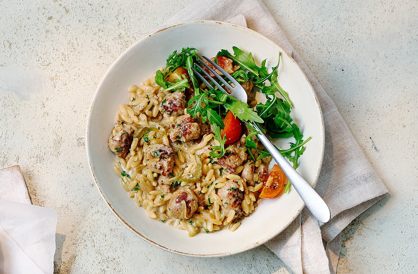 Speedy sausage orzotto