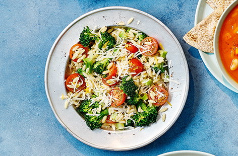 Image of "Broccoli, tomato and lemon orzo salad"