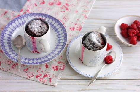 Image of "Malted hot chocolate and raspberry mug cake"