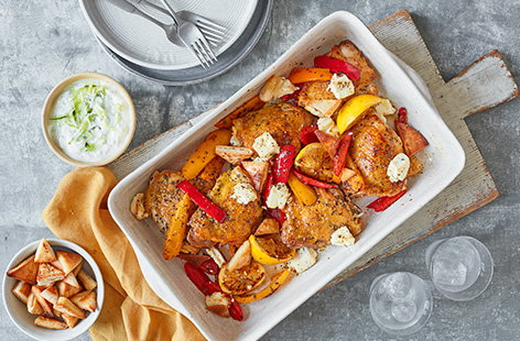 Image of "Chicken, pepper and pitta traybake "