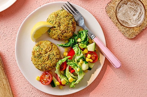 Image of "Couscous fritters and salad"
