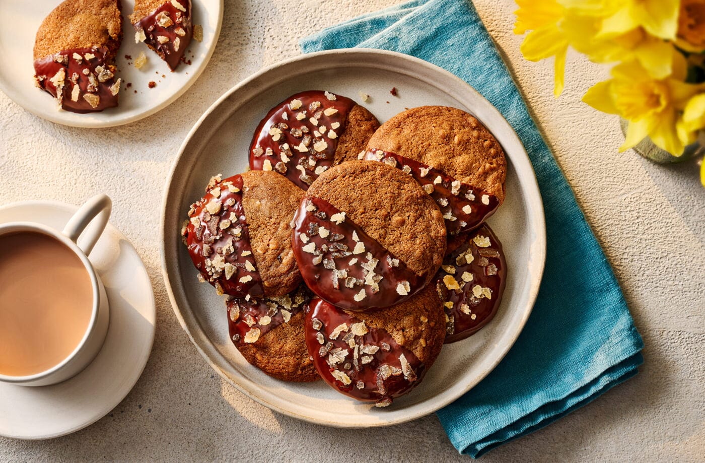 Chocolate-dipped ginger nuts