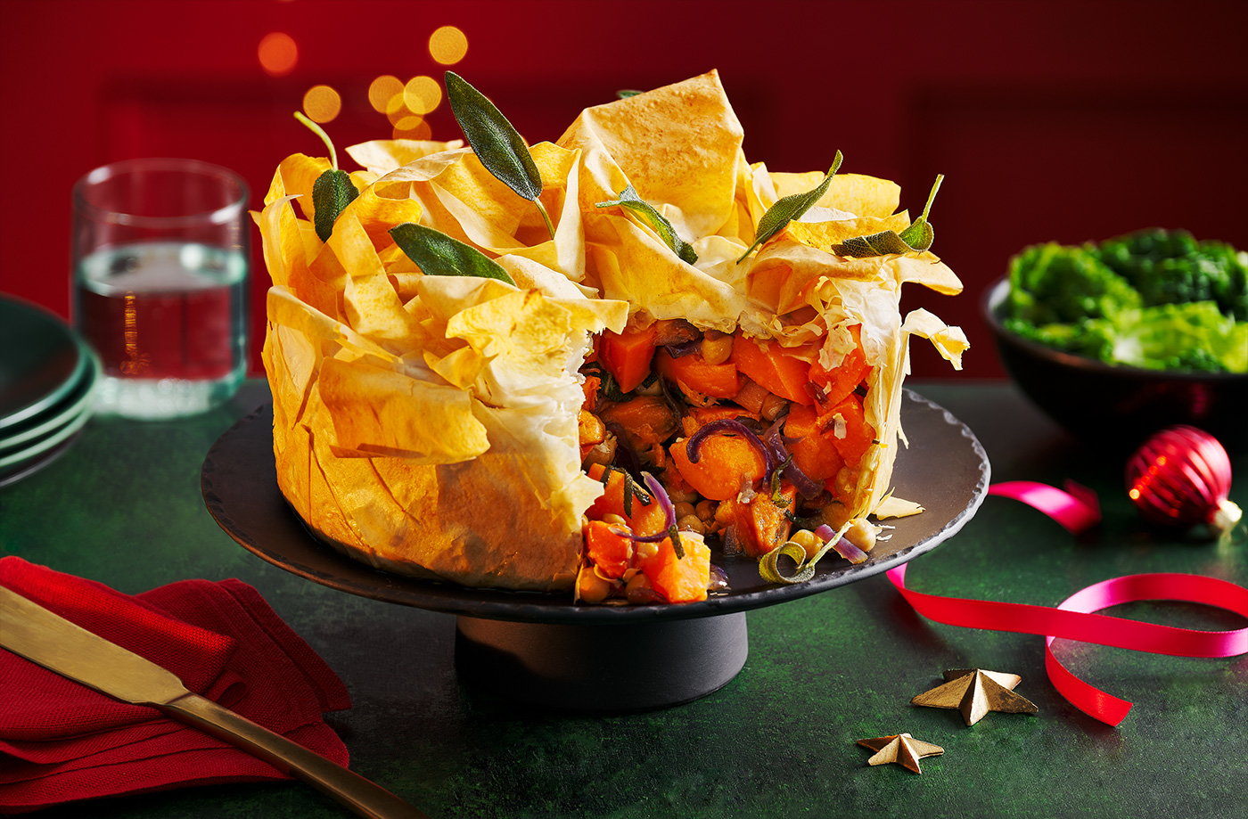 Sweet potato and sage filo pie