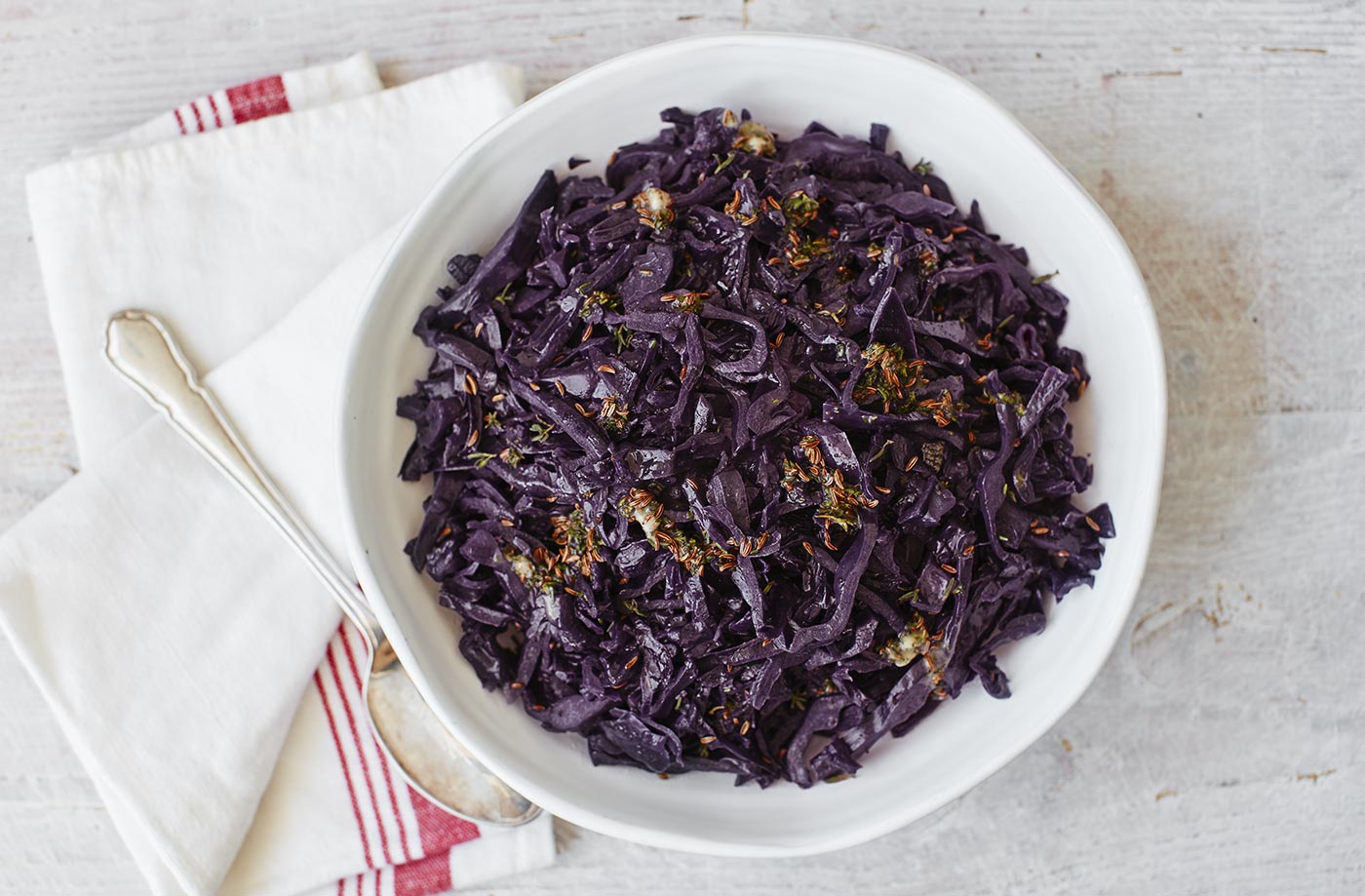 Red cabbage with thyme and caraway butter