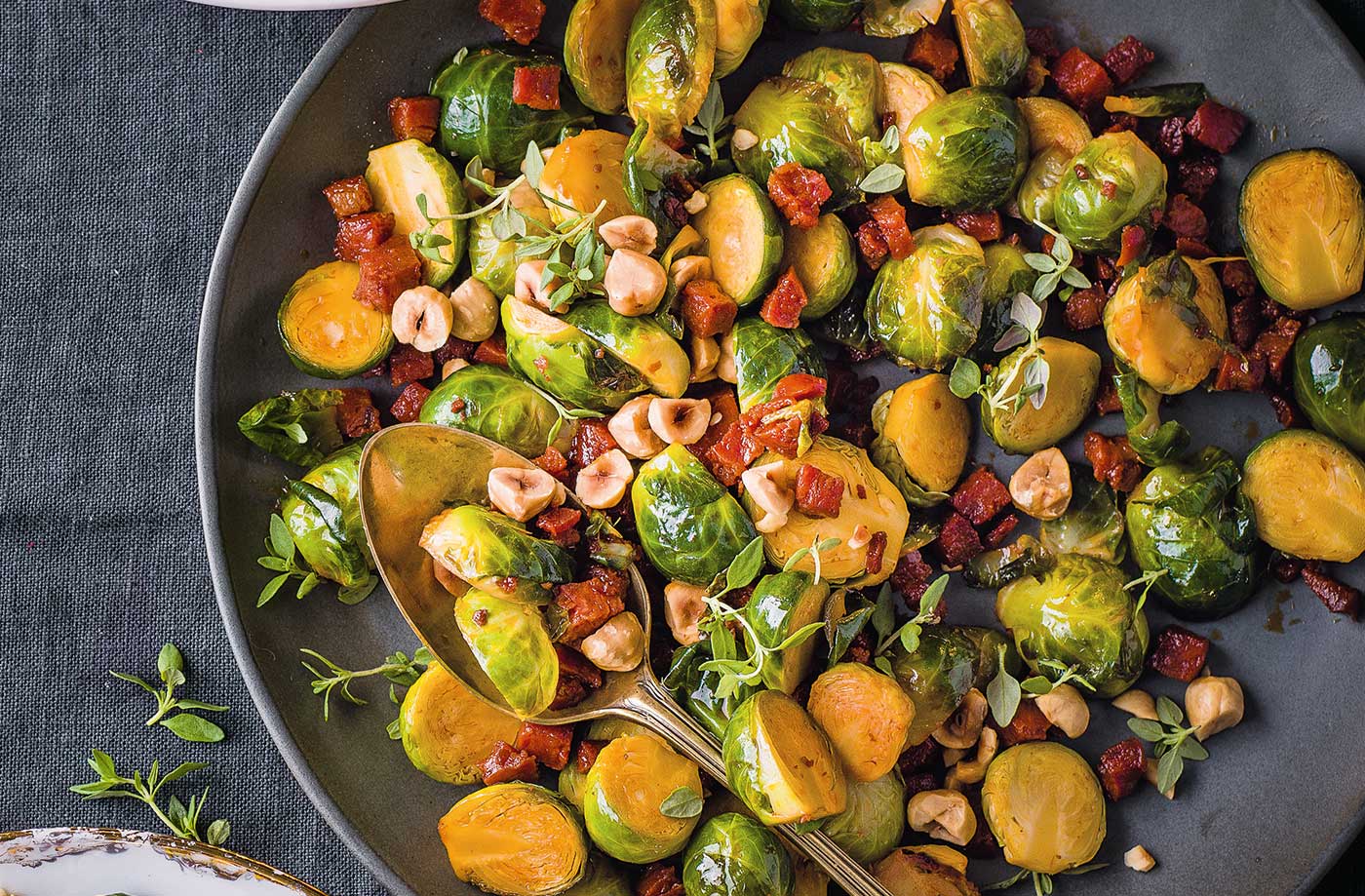Chorizo and hazelnut sprouts