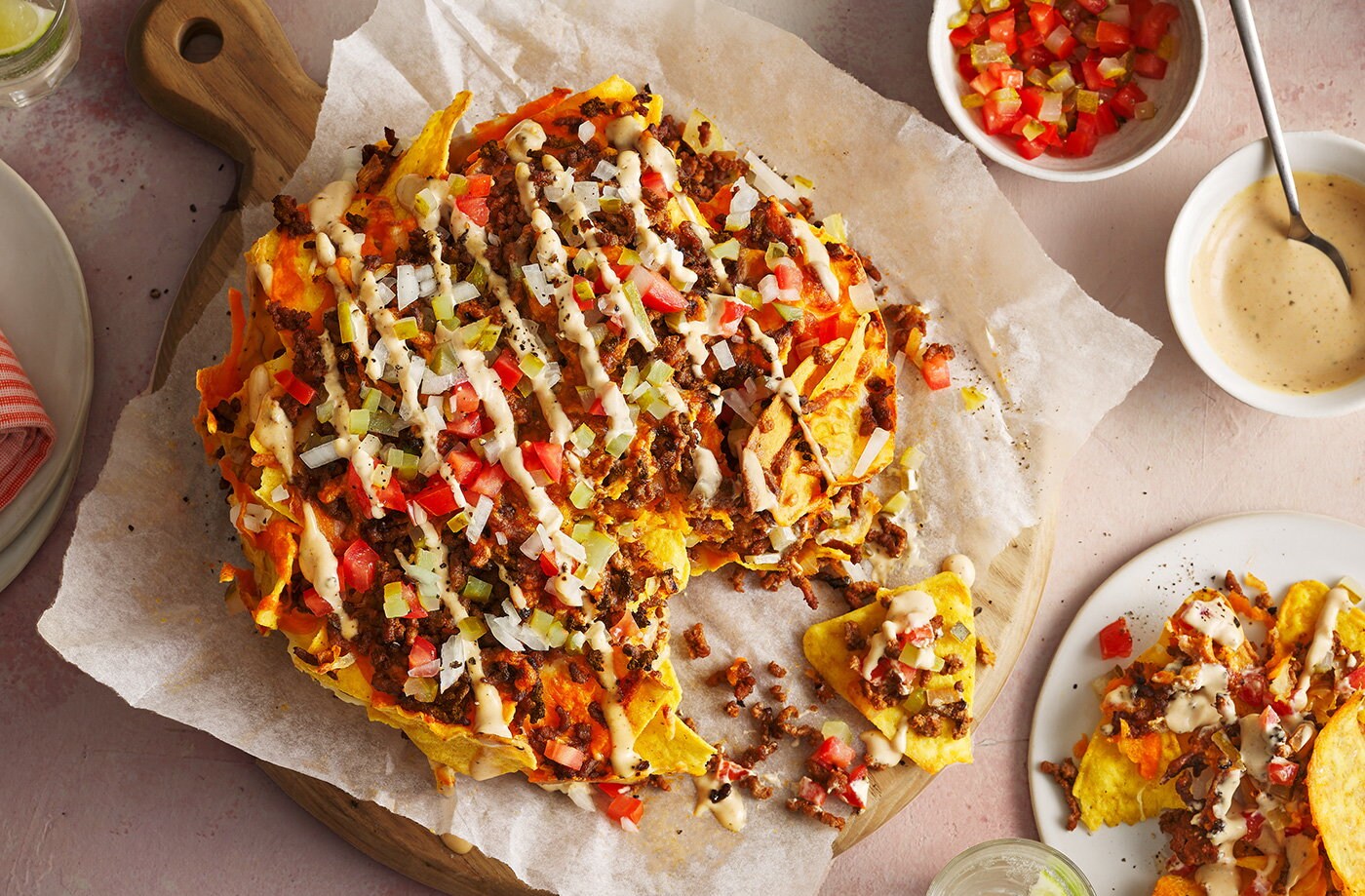 Air-fryer cheeseburger nachos