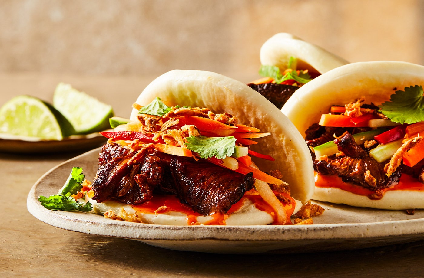 Crispy shiitake bao buns