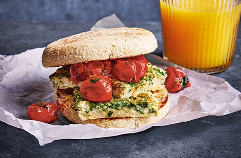 Herby egg and roasted tomato sandwiches