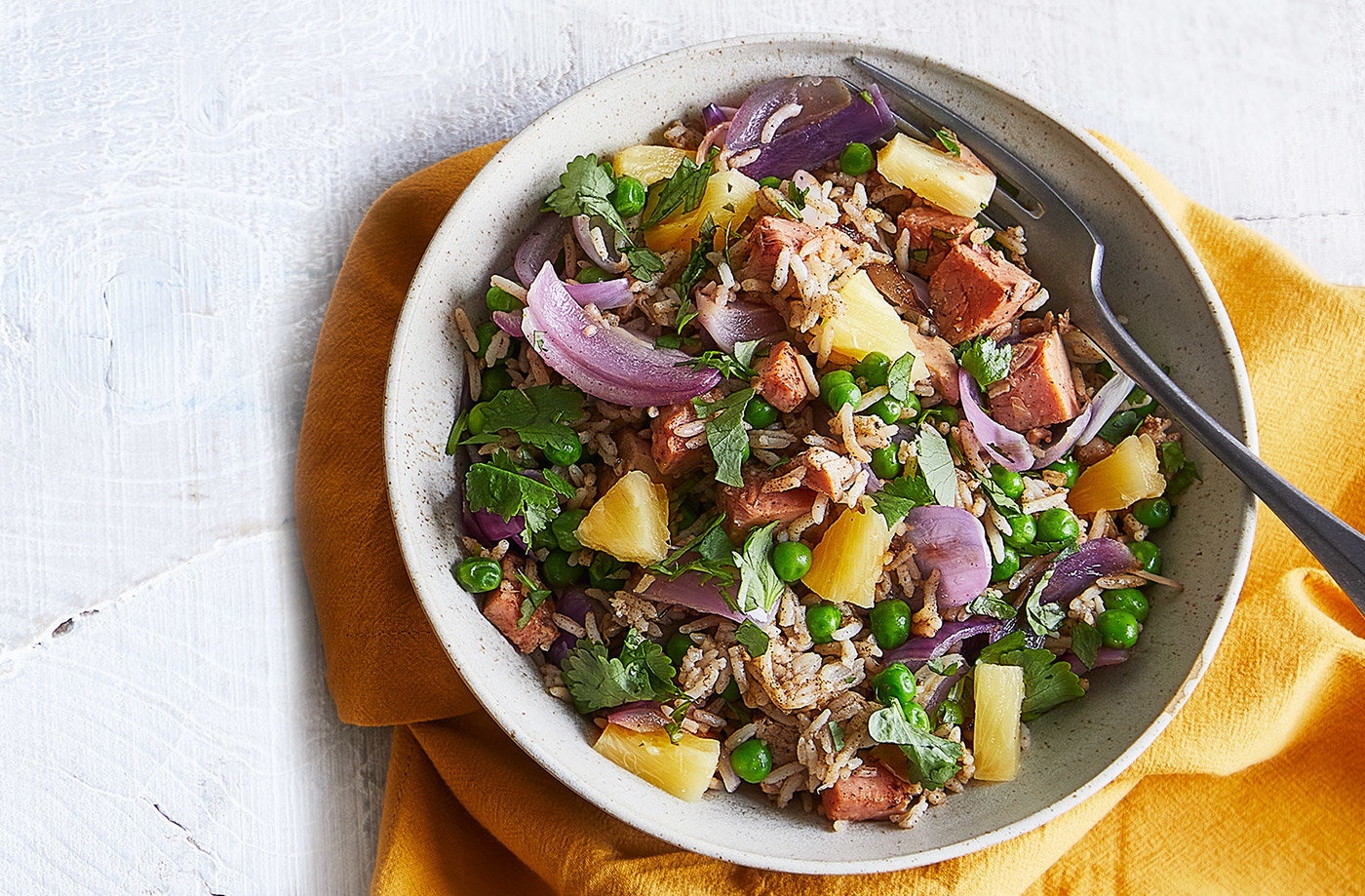 Ham and pineapple fried rice