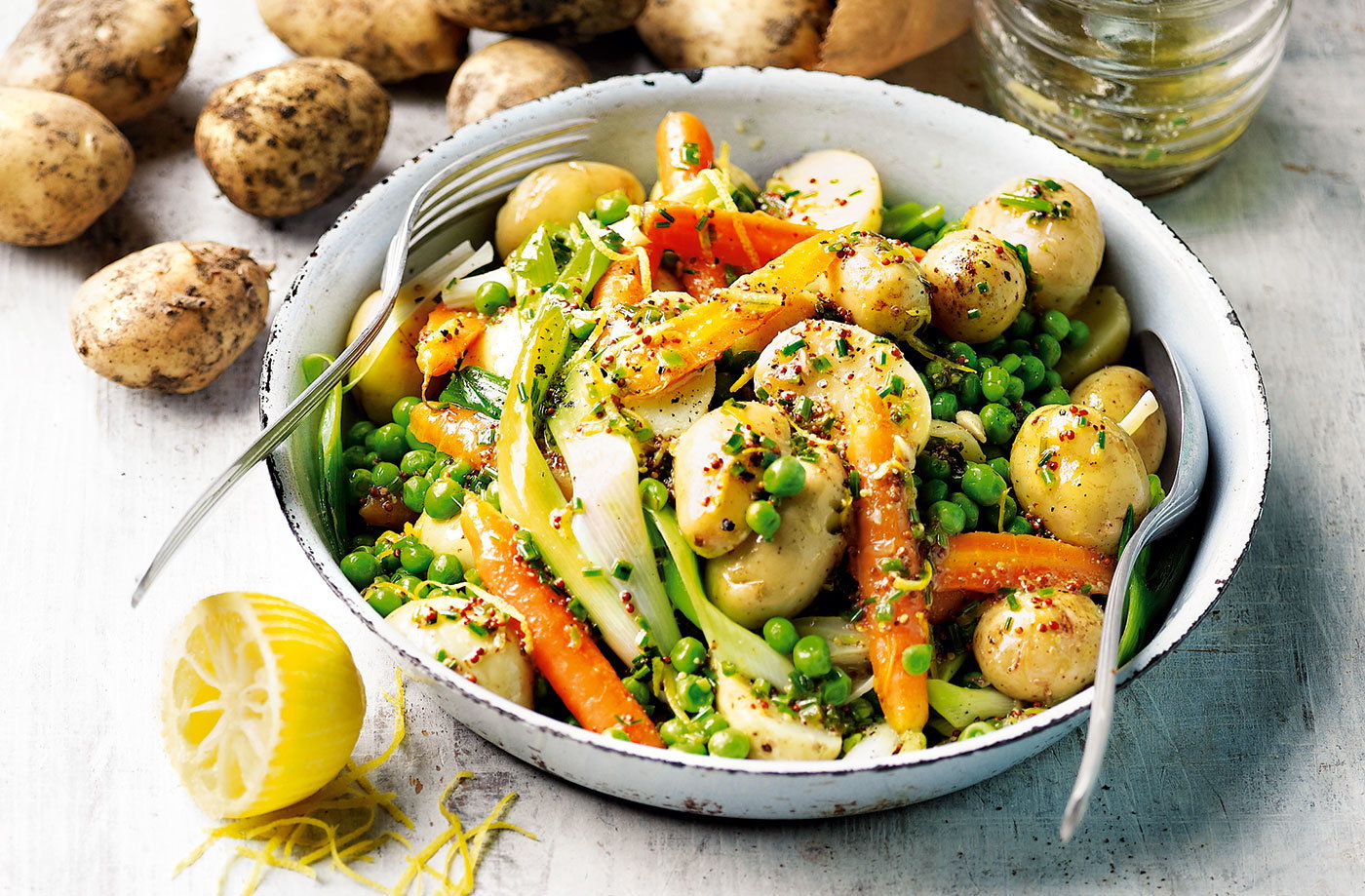 Jersey Royals with warm vinaigrette