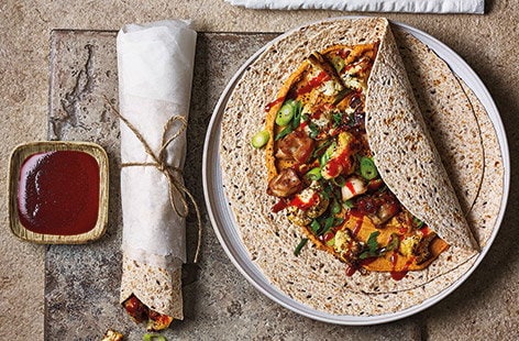 Image of "Satay chicken and cauliflower wraps"