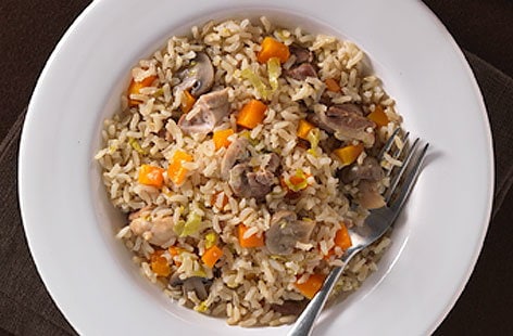 Image of "Chicken, leek and mushroom pilaf"