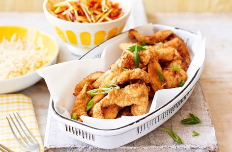 Image of "Japanese-style fried chicken with wasabi slaw"