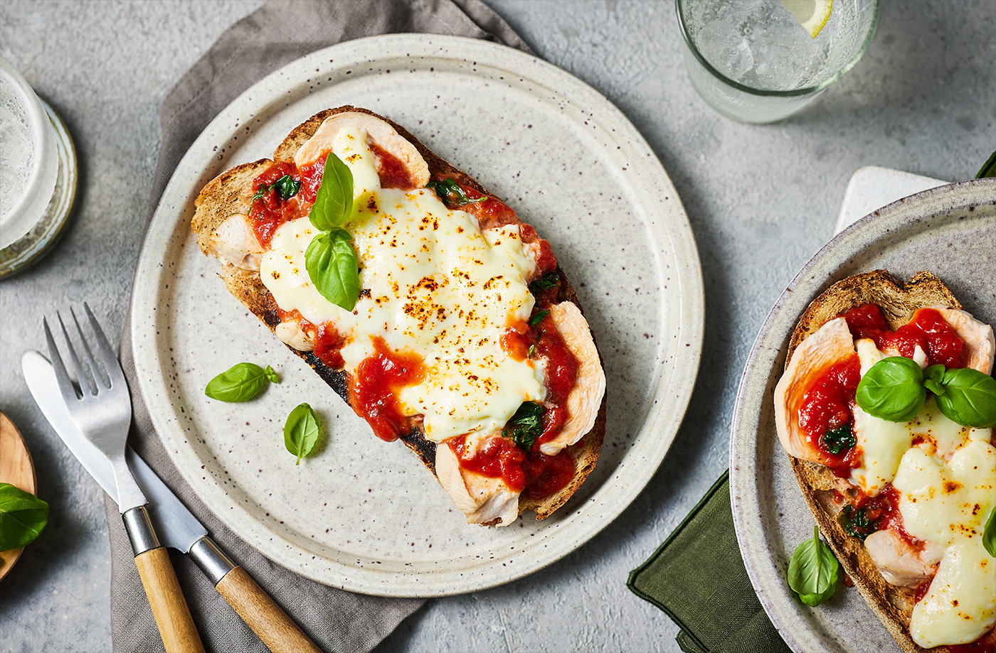 Chicken parmigiana on toast