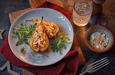 Image of "Stuffed pears with almond and ginger filling"