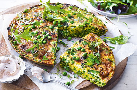 Image of "Pea, broccoli and Cheddar frittata"