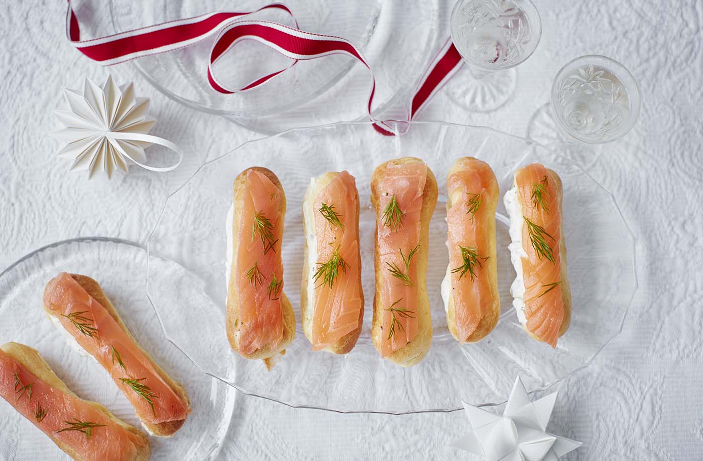 Image of "Smoked salmon and horseradish cream eclairs"