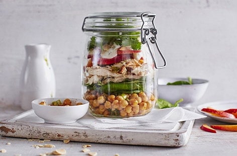 Image of "Layered curried chicken, yogurt and nectarine salad"