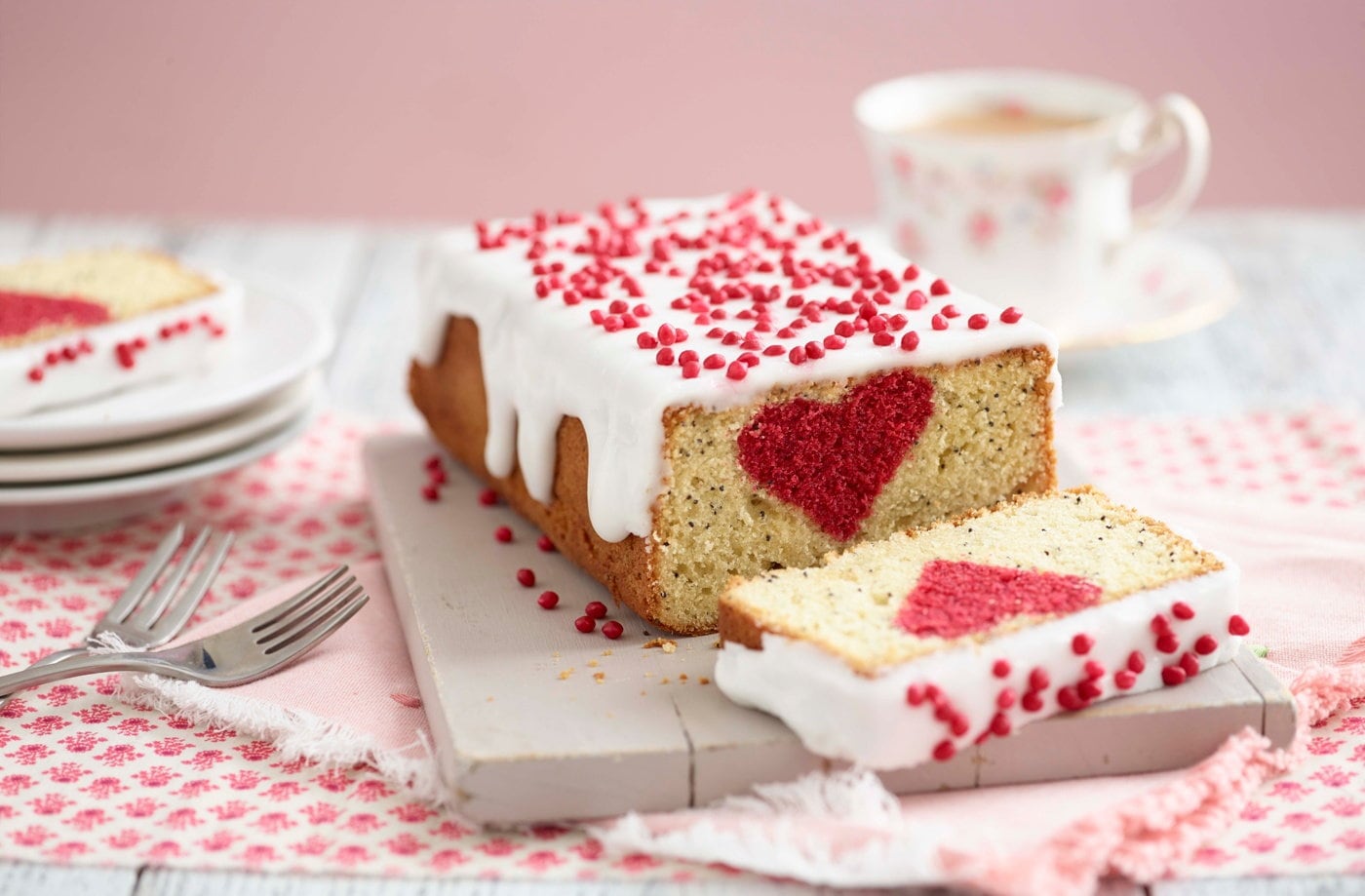 Elderflower and poppy seed hidden-heart loaf