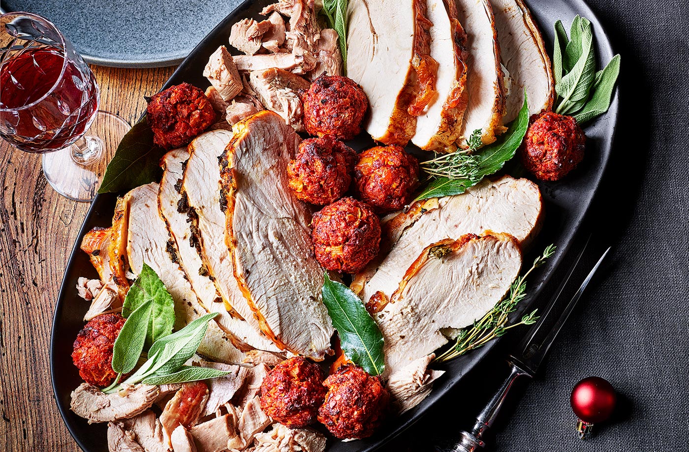 Garlic and herb turkey crown with confit legs