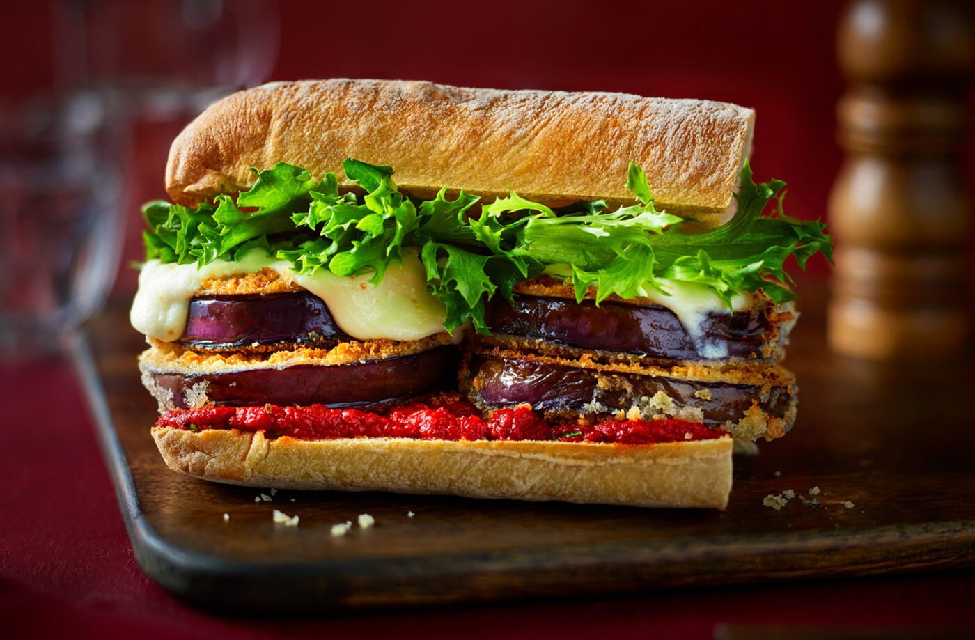 Aubergine melt ciabatta