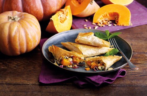 Image of "Pumpkin filo triangles"