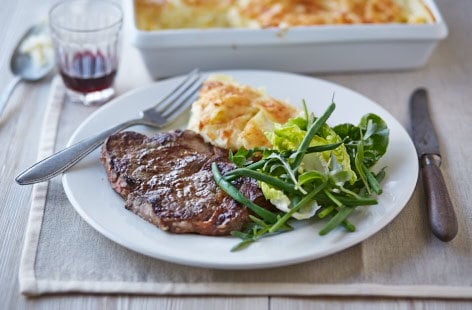 Image of "Garlic steak with dauphinoise potatoes "